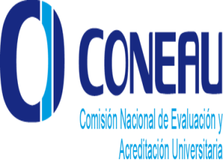 Il logo di CONEAU è un'icona stilizzata composta da una forma ovale blu con una sezione centrale azzurra, che richiama un libro aperto o una struttura moderna. Accanto all'icona, la scritta "CONEAU" è in lettere maiuscole blu scuro, seguita dalla dicitura "Comisión Nacional de Evaluación y Acreditación Universitaria" in un font più piccolo e di colore azzurro. Il design trasmette professionalità, autorità e un legame con il settore dell'istruzione superiore. Lo sfondo è bianco per garantire leggibilità